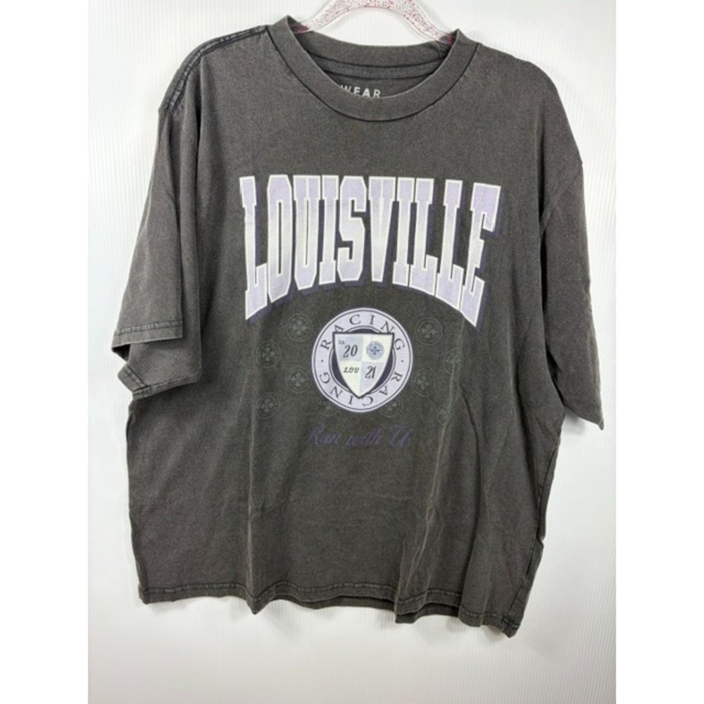Racing Louisville FC Shirt Womens Small Grey Shield Graphic Tee Soccer Fan Gear - Picture 2 of 7